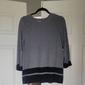 Liz Claiborne Charcoal and Black Crew Neck Sweater